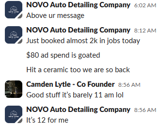 NOVO Auto Detailing, $2K in jobs from $80 ad spend
